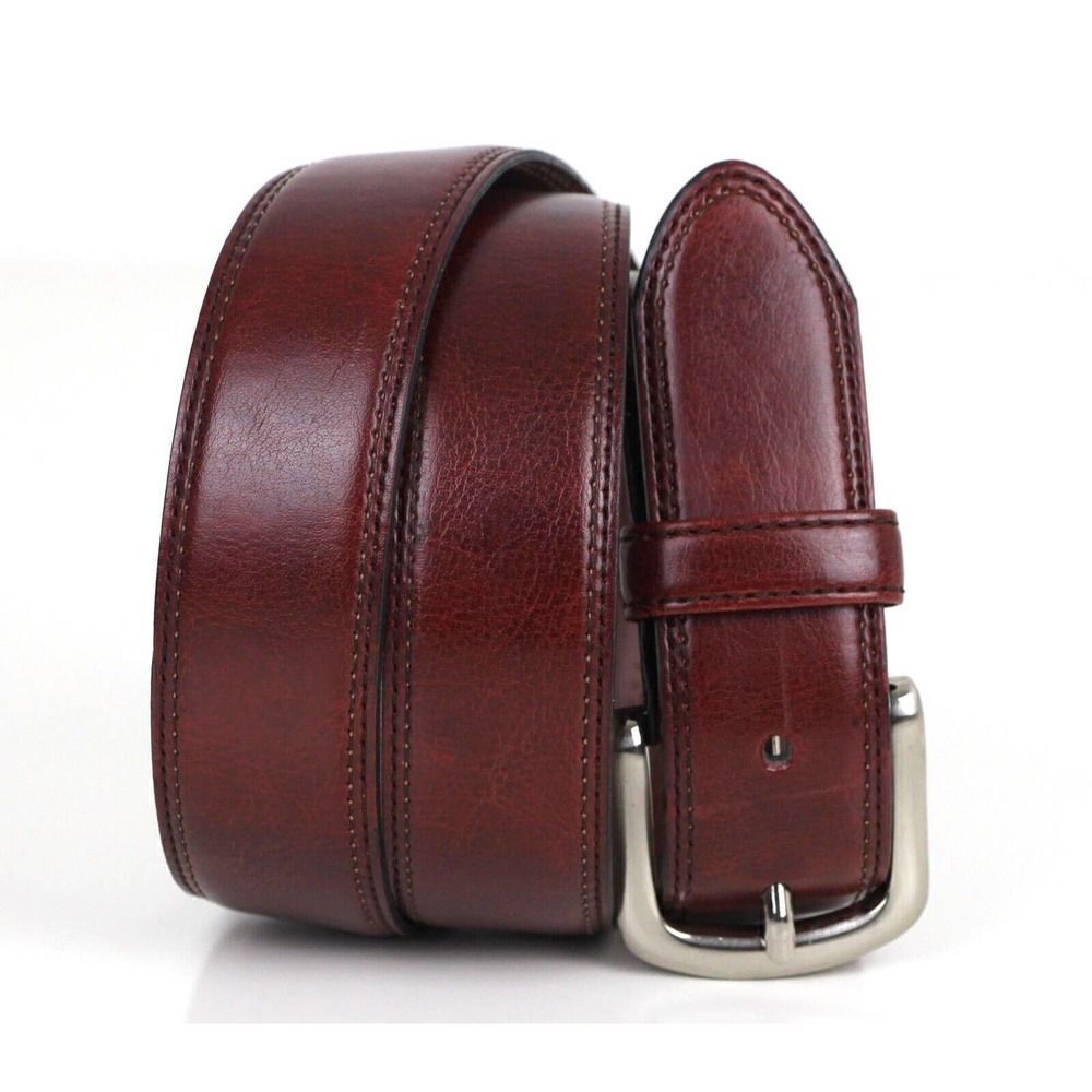 IZOD BROWN GENUINE LEATHER 1 3/8"Wd STITCH CASUAL DRESS MEN'S BELT Sz 38/95 (B86